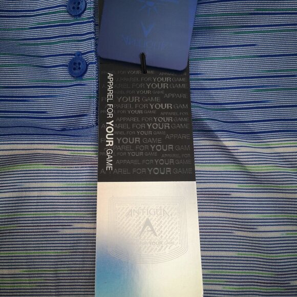 NWT Antigua Blue Green & Purple Striped Ladies Size Large Straight Fit Polo - Picture 8 of 13